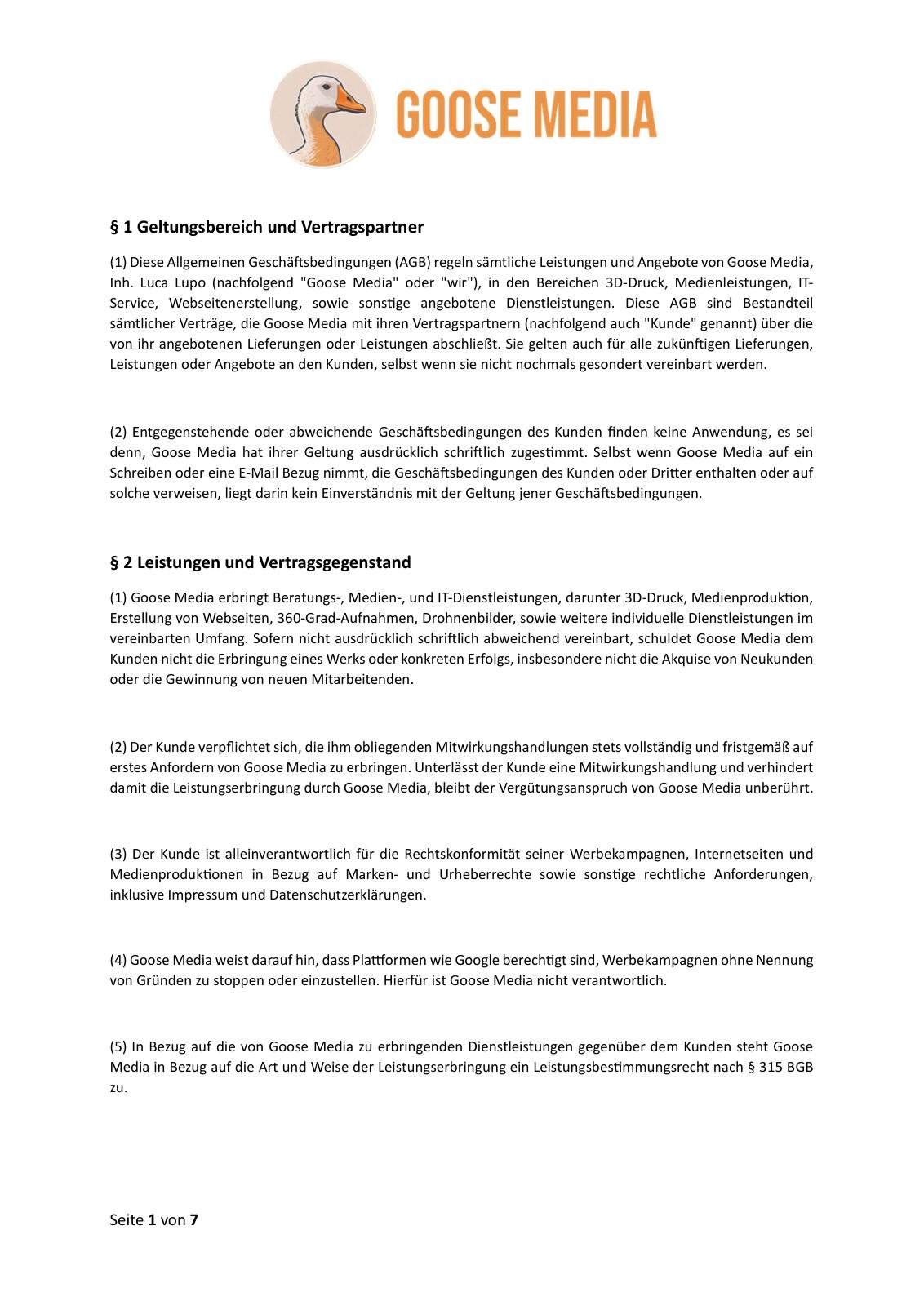 Allgemeine Geschäftsbedingungen – Seite 1 von 7