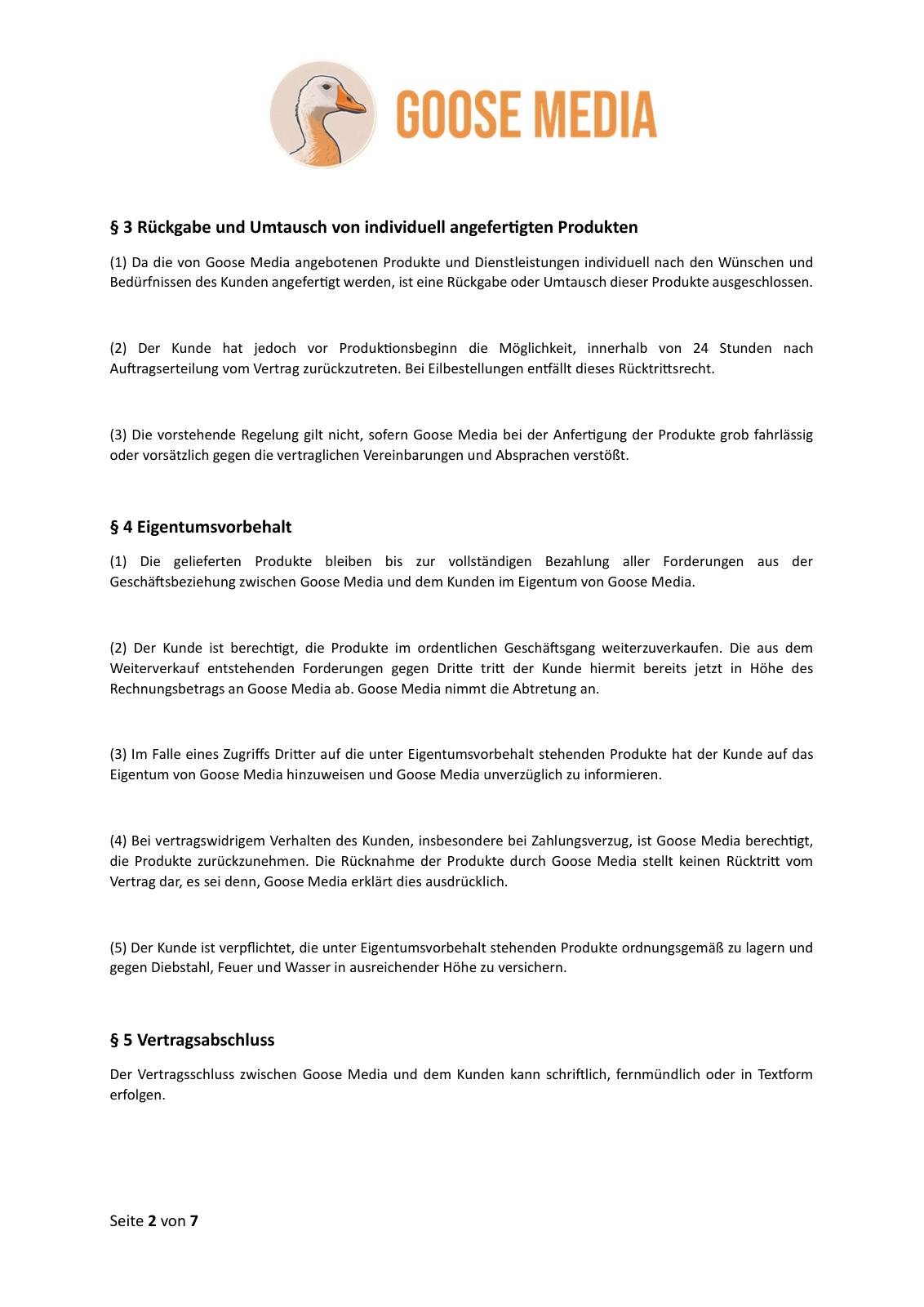 Allgemeine Geschäftsbedingungen – Seite 2 von 7